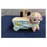 Ceramic lamb w/ cart planter