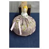 Porcelain half doll pin cushion