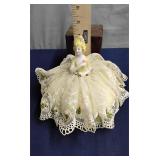 Vintage porcelain half doll pin cushion