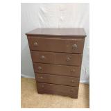 Wood standing 5 drawer chest