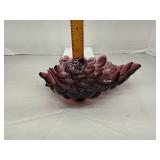 Amethyst glass embossed grape cluster dish
