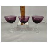 Fostoria American amethyst cordial glasses (3)