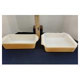 Fire King peach lusterware casserole dishes (2)