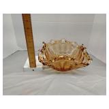 Old Colony lace amber glass folded bowl