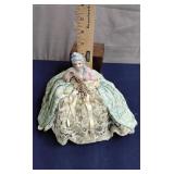 German Porcelain half doll pin cushion