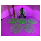 Anchor Hocking Black optic uranium glass saucers 6