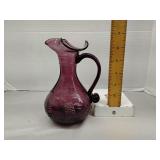 Amethyst glass grape pattern pitcher