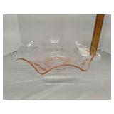 Pink depression glass ruffle bowl