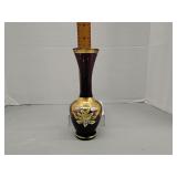 Amethyst floral motifs glass bud vase