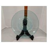 Blue hobnail glass plate