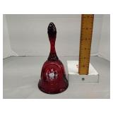 Fenton Ruby red cabbage rose glass bell