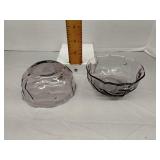 Morgantown crinkle amethyst glass fruit bowls (2)