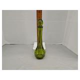 Avon bird of paradise olive green glass bottle