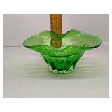 Green art glass bowl