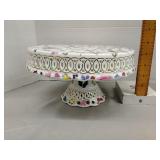 Floral porcelain pedestal cake stand
