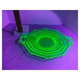 Jenkins glass uranium handled platter