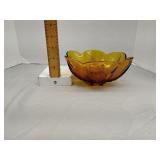 Anchor Hocking amber glass pressed leaf bowl
