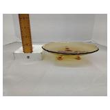 Amber glass footed dish