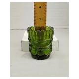 Eye winker green glass toothpick holder