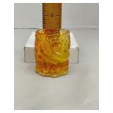 S Scroll amber glass toothpick holder