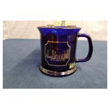 Cobalt blue culver Atlanta Mug w/ 22k gold trim