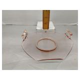 Pink depression glass handled candy dish