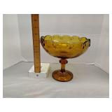 Indiana Glass amber teardrop pedestal bowl