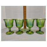 Indiana glass lime green carnival glass goblets
