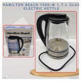HB GLASS ELECTRIC KETTLE, 1500-W 1.7-L (AS IS)