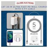 LBT 20-W ULTRA FAST PD WALL CHARGER W/ 5-FT CABLE