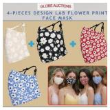4-PIECES DESIGN LAB FLOWER PRINT FACE MASK