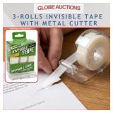 3-ROLLS INVISIBLE TAPE WITH METAL CUTTER