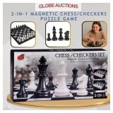 2-IN-1 MAGNETIC CHESS/CHECKERS PUZZLE GAME