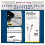 4-FT BRAIDED USB TO USB-C CHARGE AND SYNC CABLE