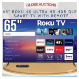 NEW 65' ROKU 4K HDR QLED SMART TV+REMOTE(MSP:$629)