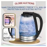 NEW HB GLASS ELECTRIC KETTLE, 1500-W 1.7-L