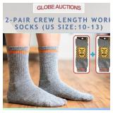 2-PAIR CREW LENGTH WORK SOCKS (US SIZE:10-13)