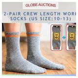 2-PAIR CREW LENGTH WORK SOCKS (US SIZE:10-13)