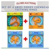SET OF 4 ARIES ZODIES CHEWBEADS TEETHING RINGS