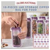 10-PIECES JAR STORAGE ZIPPER BAG FOR FOOD