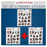 SET OF 3 TRENDY STICKERS