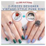 2-PCS DESIGNER VINTAGE-STYLE PUNK RING