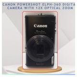CANON POWERSHOT ELPH-360 DIGITAL CAMERA (AS IS)
