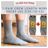 2-PAIR CREW LENGTH WORK SOCKS (US SIZE:10-13)