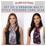 SET OF 2 PREMIUM MULTI-STYLE DESIGNER LONG SCARF