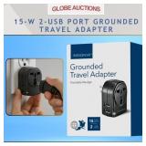 15W 2-USB PORT GROUNDED TRAVEL ADAPTER