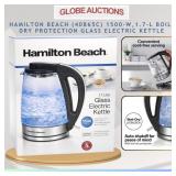 NEW HB GLASS ELECTRIC KETTLE, 1500-W 1.7-L