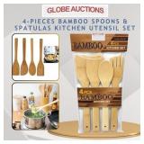 4-PCS BAMBOO SPOONS & SPATULAS KITCHEN UTENSIL SET