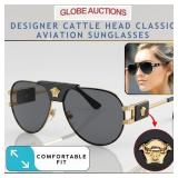 DESIGNER CATTLE HEAD CLASSIC AVIATION SUNGLASSES