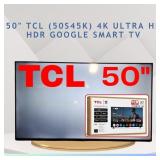 50' TCL HDR GOOGLE SMART TV, 4K UHD